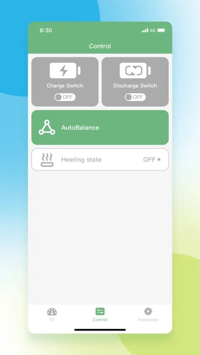 Real BAT BMS control screen screenshot from the App Store listing