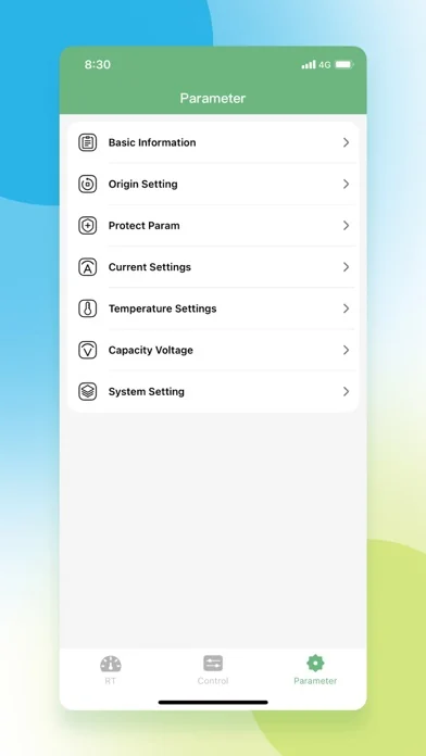 Real BAT BMS parameter screen screenshot from the App Store listing